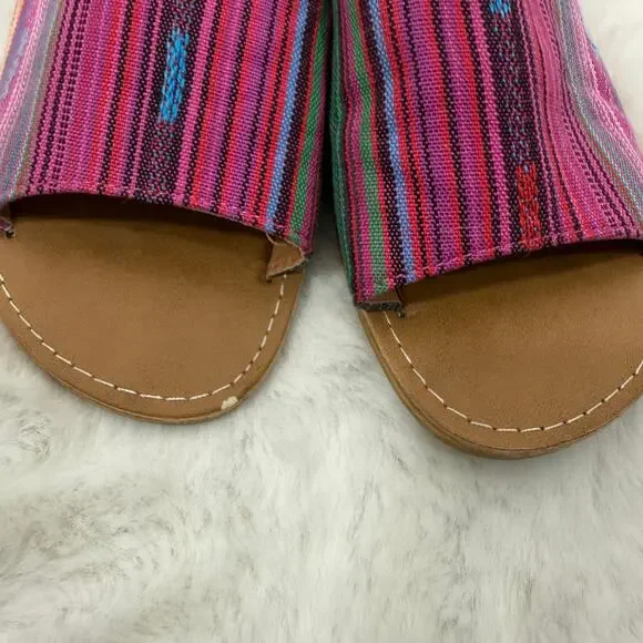 Women's Camel Multicolor Slip On Sandals Boho Size 8 - Picture 4 of 6